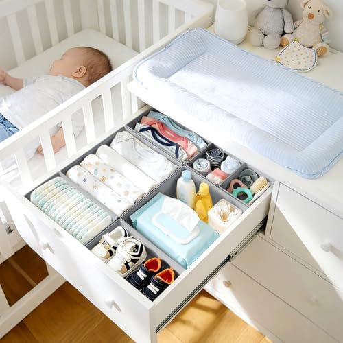 DIMJ Drawer Organizer Clothes Storage - 28 Pack Baby Dresser Organizer for Nursery, Foldable Closet Drawer Organizer Bins for Bedroom Organization, Fabric Storage Dividers for Socks, Underwears, Bras - Image 3