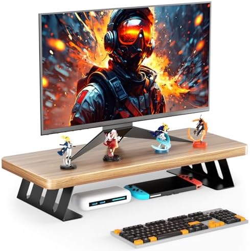 Monitor Stand - 24 Inch Wood Monitor Stand Riser, 220 Pounds Load Capacity Desk Monitor Riser for Laptop/PC/Printer, Desktop Stands Organizer for Home Office by NestNeatHome