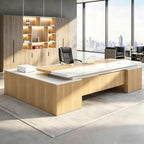 Executive Desk, L Shaped Executive Office Desk with Locking Drawer & File Cabinet, 1'' Thick Desktop, Large Office Desk with Storage, Modern Executive Computer Workstation for Home Office & Business by Unknown