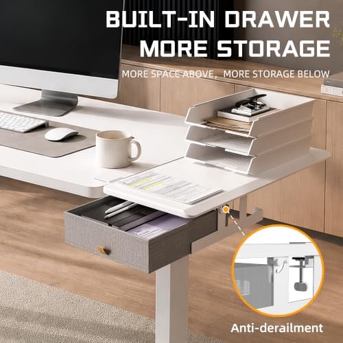 ETHU Desk Extender Tray with Storage Drawer, 25.6x11.4, White - Image 5