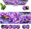 4 in 1 Ergonomic Memory Foam Mouse Pad Wrist Rest Set, Large XXL Gaming Desk Pad + Keyboard Wrist Rest + Mouse Wrist Cushion + Coaster for Home Office Study Gaming, Purple Flowers and Butterfly by Unknown