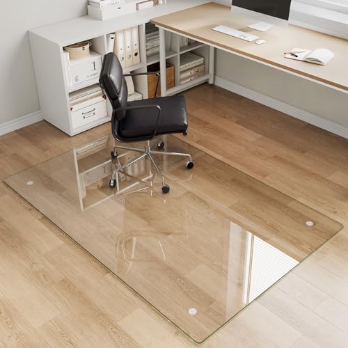 Tempered Glass Chair Mat for Carpet, 36"x55" Clear Floor Mat by MYSUNORIA