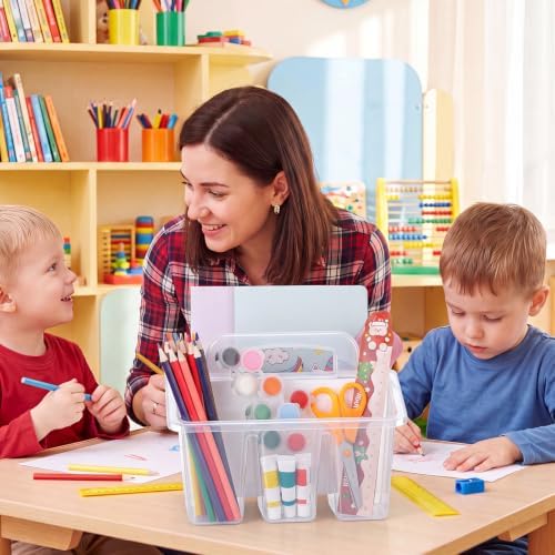GlikCeil 24 Pcs Classroom Caddy Storage Basket with Handle,Clear - Image 4