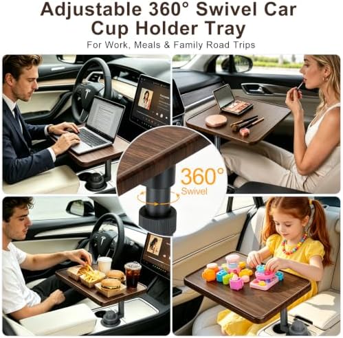 Car Desk for Laptop, 360° Swivel Height-Adjustable Cup Holder Laptop Mount - Image 7