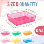 Geetery 12 Pack Classroom Storage Baskets with Handle,Translucent Colors - Image 2
