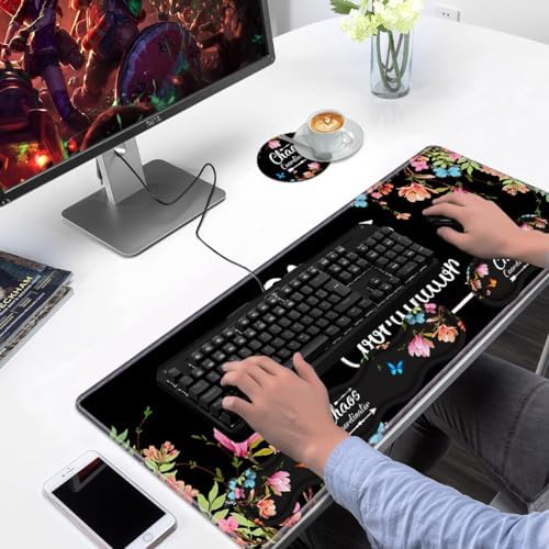 Ergonomic Keyboard Wrist Rest & Mouse Pad Wrist Rest Set, Chaos Coordinator Quote Vintage Watercolor Floral Large Gaming Desk Mat 31.5"x 11.8" with Memory Foam, Easy Typing Pain Relief for Home Office - Image 7