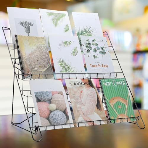 Gejoy 6 Tiered Book Display Rack Wire CD Display Rack Book SigningTabletop Magazine Countertop Holder Retail Literature Brochures Holder(Black) - Image 4
