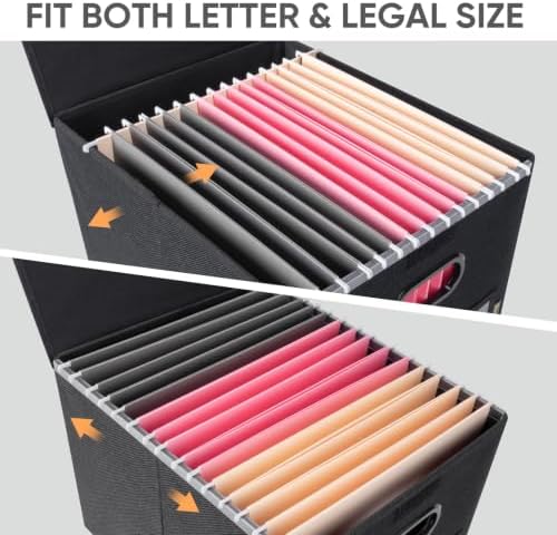 BALEINE File Organizer Box with Lid, Collapsible Hanging File Storage Box - Image 3