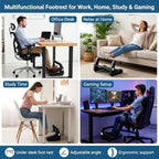 Foot Rest for Under Desk at Work, Non-Slip Wooden Under Desk Footrest, Ergonomic Foot Stools for Office Home (Black B, OneSize) - Image 4