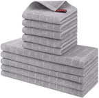 Homaxy Cotton Terry Kitchen Towels and Dishcloths Set of 10, Light Grey by Homaxy