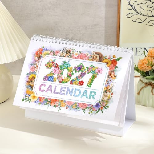 icceemee 2027 Calendar Desk Calendar DIY Diamond Painting Art with Animals theme Calendar, Monthly Flip Planner with To-Do List, Handmade Craft for Office & Home Decor Gift - Image 4