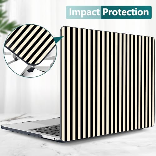 DONGKE Case for MacBook Pro 13 Inch (2026-2020 Models A2338 M2 M1/A2251/A2289), Black & Cream Stripes Hard Shell Case with Keyboard Protector, Compatible with Retina Display and Touch Bar - Image 7