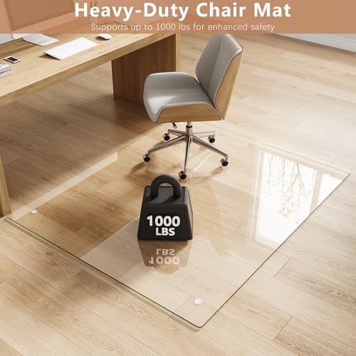 60" x 48" Tempered Glass Chair Mat for Carpet & Hard Floors - Image 3