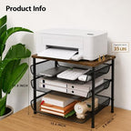 4-Tier Printer Stand with Storage for Desk, Wood Top, Black - Image 5