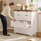 SEDETA Farmhouse File Cabinet with 5 Drawers, Filing Cabinet for Home Office, Wood Office File Cabinets for Letter/Legal/A4 Size, File Cabinets with Printer Stand, White and Brown - Image 5