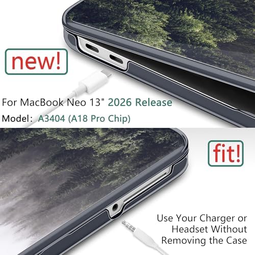 DONGKE Compatible with MacBook Neo 13 Inch Case 2026 A3404 A18 Pro chip & Touch ID, Plastic Hard Shell with Keyboard Cover, Screen Protector & Dust Plugs, Forest - Image 3