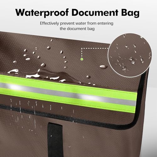 Large Fireproof Document Bag for Home Safe Storage, 24 x 12 x 12in, Brown - Image 4