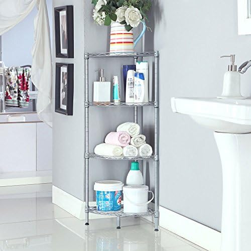 4 Tier Storage Racks Shelving, Heavy Steel Pantry Shelves, Adjustable Wire Shelving Rack, Suitable for Garage, Kitchen, Bathroom, Office, 12" W x 12" D x 36" H, Chrome by Unknown