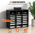 VEVOR Literature Organizers, 24 Compartments Office Mailbox with Adjustable Shelves, Wood Literature Sorter 29x12x24.4 inches for Office, Home, Classroom, Mailrooms Organization, EPA Certified Black - Image 5