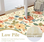DUKINO 2.6x12 Kitchen Runner Rug, Floral Non Slip Washable Rug Beige Yellow - Image 7
