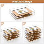 2 Pack-Stackable Paper Letter Tray Enlarged A4 File Desk Organizer Acrylic - Image 3