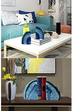 JIC Gem Heavy Blue Agate Geode Bookends Anti-Slip Rubber Pads Decor 6-8 lbs - Image 7