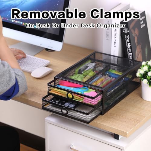 ROSYLINE Under Desk & Desktop Drawer Organizer, 2-Tier Big Capacity - Image 3