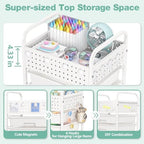 SYKIARIOL 4 Drawer Rolling Storage Cart with Pegboard Top and Hooks, White - Image 4