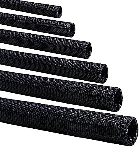 Split-Sleeve Wire Loom for High-Temperature Automotive Harness and Home Cable Management, 25ft - 3/8 inch Braided Cable Management Sleeve Cord Protector, Self-Wrapping Split Wire Loom by teziicus