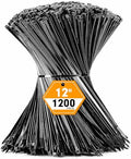 RAZCC 1200pcs Black Cable Zip Ties 12 Inch, Heavy Duty Plastic Nylon Tie Wraps with 50lb Tensile Strength for Indoor & Outdoor by RAZCC