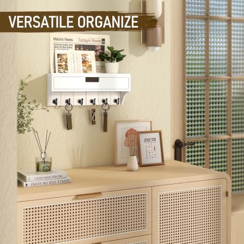 Rebee Vision Key Holder Wall Mount with Drawer for Apartment, Modern White - Image 4