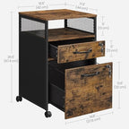 VASAGLE 2 Drawer File Cabinet with Lock, Rolling Printer Stand - Image 3