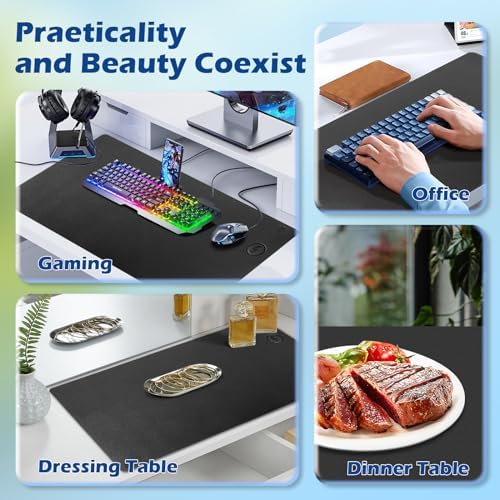 Wireless Charging Desk Mat, Mouse Pad,Black-R, 32 * 16inch - Image 3
