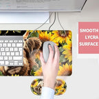 Mouse Pad,Large Desk Mat Set, 4in1 XL Mousepad + Keyboard Wrist Rest+Mouse Wrist Rest+Coaster with Ergonomic Desk Pad for Home Office Table Computer Cover -Highland Cow Sunflower - Image 4