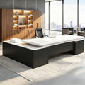 Executive Desk, L Shaped Executive Office Desk with Locking Drawer & File Cabinet, 1'' Thick Desktop, Large Office Desk with Storage, Modern Executive Computer Workstation for Home Office & Business by Unknown