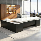Executive Desk, L Shaped Executive Office Desk with Locking Drawer & File Cabinet, 1'' Thick Desktop, Large Office Desk with Storage, Modern Executive Computer Workstation for Home Office & Business by Unknown