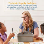 ECR4Kids 2-Compartment Large Plastic Caddy, Multipurpose Organization, Grey, 6-Pack - Image 3