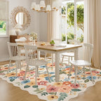 DUKINO 6x9 Area Rugs, Floral Washable Living Room Rug Non Slip Beige Yellow - Image 5
