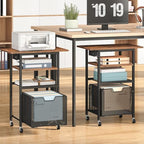 HOOBRO Printer Stand with Hanging File Drawer, Rolling Printer Cart on Wheels, Mobile Filing Cabinet Storage Shelf, Home Office Desk Side Organizer, Rustic Brown and Black BF17UPS01 - Image 6