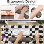 L-SPOUTTO Black Checkered Mouse Pad Set,Scalloped XXL Desk Mat Set - Image 6