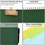 Ospelelf Foldable Spiral Clipboard Folio with Storage Zipper Pouch, 5 Plastic Folders with 10 Pockets,Refillable Lined Notepad (11" x 8.5"), Hardcover Project Organizer with 39 Stickers (Dark Green) - Image 4