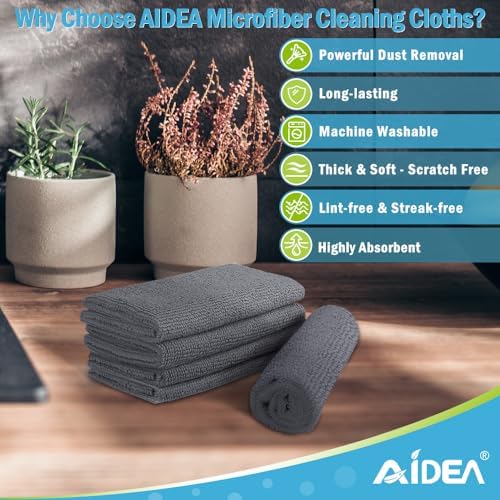 AIDEA Microfiber Cleaning Cloth Grey-200PK, Cleaning Rags 12×12" - Image 2