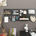 4-Pack Heavy-Duty Metal Pegboard Organizer Kit - 16"x12" Black Steel Wall Control Panels with 8 Hooks for Garage Tools, Craft Rooms, and Home Office Storage - Image 6