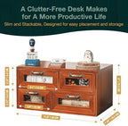 Store and Display Wooden Desk Top Organizer Cabinet - Mahogany Wood Display Chest with 4 See-Through Drawers - Additional Storage for Work Table, Vanity, Dresser Shelf or Kitchen Counter - Image 2