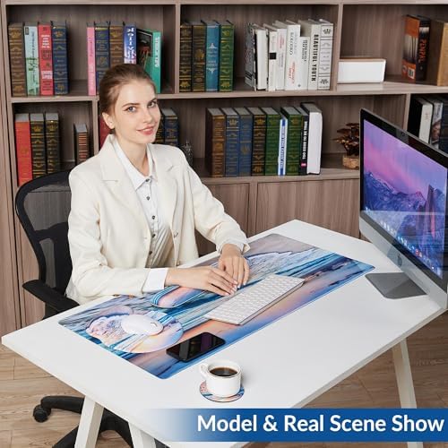 Desk Mat Set Keyboard and Mouse Pad with Wrist Rest Support - Image 2