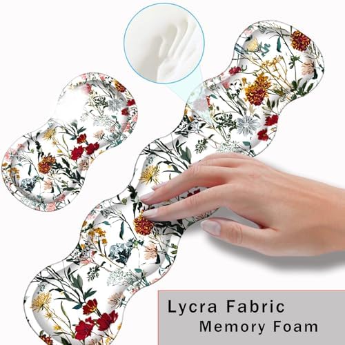 Keyboard Wrist Rest and Mouse Pad with Wrist Support Set Ergonomic Coaster,Memory Foam,Easy Typing Pain Relief,Large XL Desk Mat 31.5"x 11.8",Beautiful Floral - Image 5