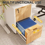 2 Drawers Fluted Mobile File Cabinet with Lock, Rolling File Cabinet Printer Stand Table, Under Desk Wooden Filing Cabinets for Home Office Essentials Storage Organization Furniture Letter/Legal/A4 - Image 5