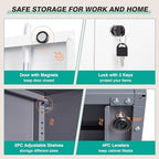 Wide & Deep Metal Storage Cabinet with 2 Doors and 5 Adjustable Shelves,72 inch Tall Locking Garage Storage Cabinet with Lock,Gray White Pantry Cabinets,Steel Cabinets for Home,Office,Garage 72x36x18 - Image 6