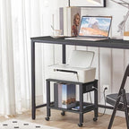 HOOBRO 2-Tier Printer Stand with Charging Station, Under Desk Printer Table, Printer Cart with Storage Shelves, Shelf for Small Spaces, for Home Office, Black BK38UPS01 - Image 2