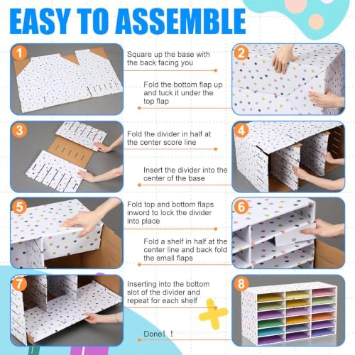 Fuutreo 2 Pcs Classroom Construction Paper Storage,Colorful Polka Dots - Image 4